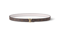 LOUIS VUITTON Brand Logo Finish Smooth Buckle Leather Belts Women's Gray Rose Width: 2CM