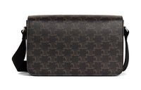 CELINE Cow Leather Messenger Bag Shoulder Bag Crossbody Bag Men's Black