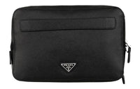 PRADA Cow Leather Wrist Bags Clutches Regular Men's Black