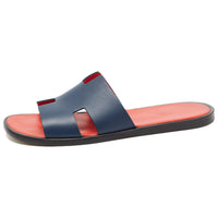 HERMES Epsom Stylish Sandals Men's Blue Red