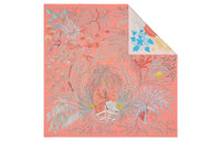 HERMES Silk Scarves Women's Salmon Pink/Blue Gray/Gray Green