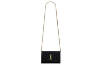 SAINT LAURENT UPTOWN Shiny Grained Leather Envelope Bag Wallets Shoulder Bag Crossbody Bag Mini Women's Black