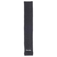 MIU MIU Wool Knit Scarves Unisex Slate Gray
