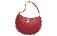CHANEL Shiny Wrinkle Lambskin One Shoulder Handbags Women's Red