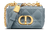 DIOR Caro Calfskin Crossbody Bag, Shoulder Bag Women's Blue