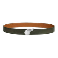 HERMES Metal Leather Belts Men's Vert De Gris/Gold Width 3.2CM