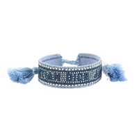 DIOR Cotton Crystal Bracelets Women's Blue