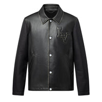 LOUIS VUITTON Vintage Effect Leather And Nylon Coach Jacket