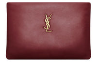 SAINT LAURENT Lambskin Clutch Small Size Women's Merlot Red
