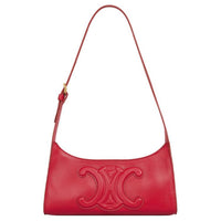 CELINE Smooth Cow Leather Shoulder Bag Handbag Women's Red