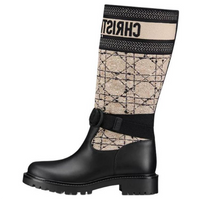 DIOR D-Major Knee-high Boots Women's Black Beige