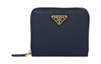 PRADA Leather Wallet Small Size Women's Sea Blue