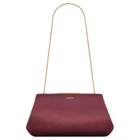 SAINT LAURENT Lambskin Clutch Handbag Shoulder Bag Small Size Women's Burgundy