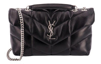 SAINT LAURENT PUFFER Leather Portable Crossbody Bag Shoulder Bag Women's Black