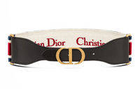DIOR Calfskin Belt Unisex Red Blue Width 6.5CM
