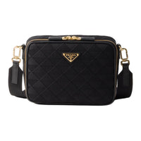 PRADA Brique Fabric With Leather Shoulder Bag Crossbody Bag Women's Black