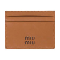 MIU MIU Leather Card Holder Regular Women's Cognac Brandy & Sandalwood