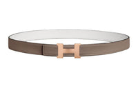HERMES Sign Design Leather Belts Women's Brown Width 2.4CM
