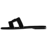 HERMES Oran Nappa Stylish Sandals Women's Black
