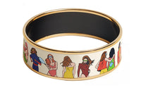 HERMES Enamel Gilded Bangles Women's Multicolor