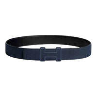 HERMES Calfskin Leather Belts Unisex Blue Width: 3.8CM