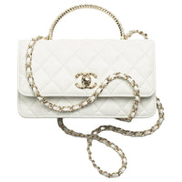 CHANEL Lambskin Shoulder Bag Crossbody Bag Handbag Women's White