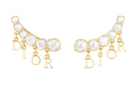 DIOR Crystal Metal Earrings Women's Gold