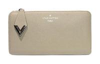 LOUIS VUITTON Cow Leather Wallet Women's Beige