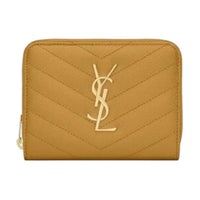 SAINT LAURENT Calfskin Wallet Women's Yellow Green