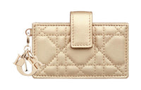 DIOR Lady Dior Lambskin Card Holder Women's Gold