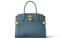 LOUIS VUITTON Steamer Cow Leather Small Box Shoulder Bag Crossbody Bag Handbag Medium Size Women's Blue