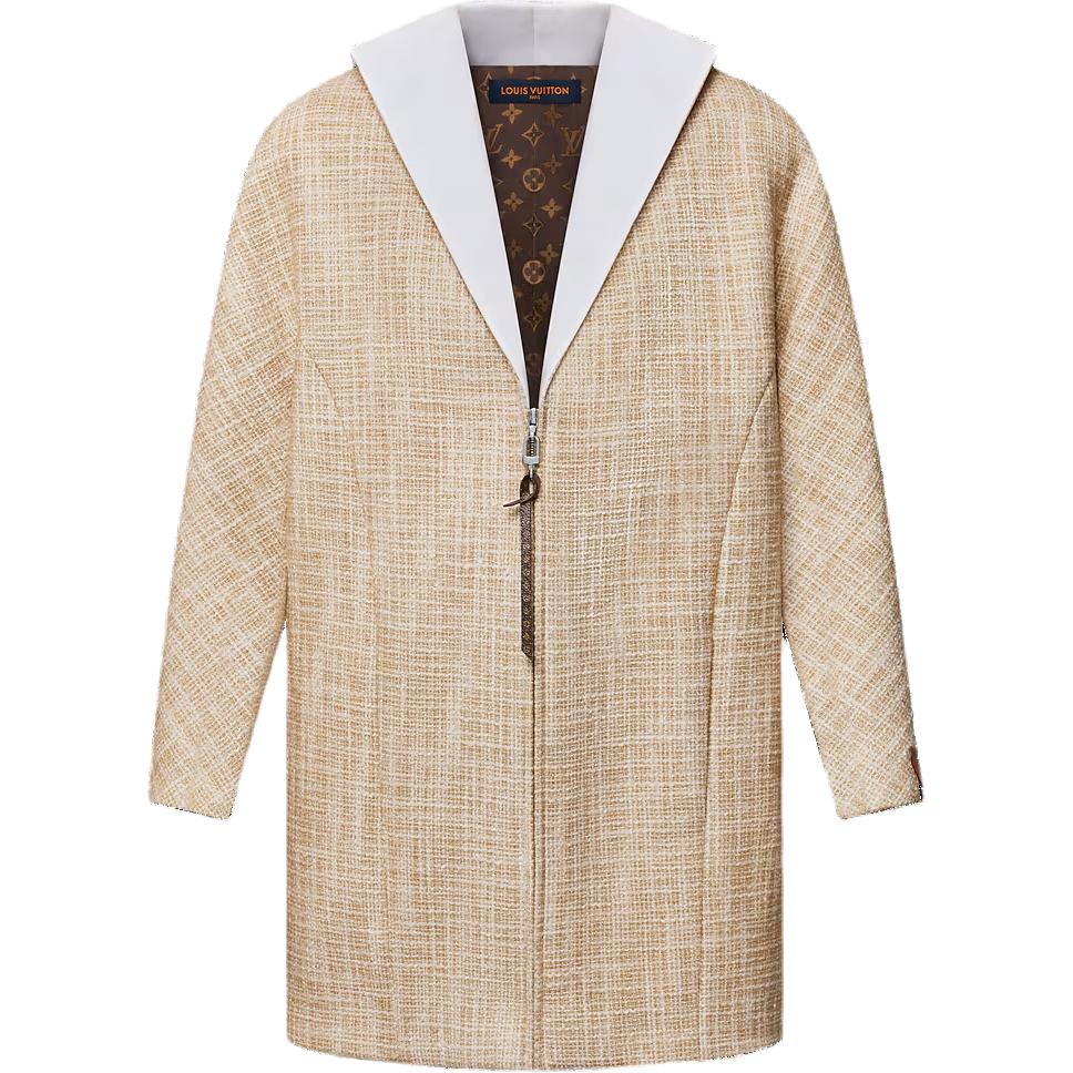 LOUIS VUITTON Graphic Collar Oversized Tweed Coat