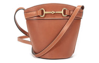 CELINE Leather Bucket Bag Handbag Crossbody Bag Shoulder Bag Small Size Women's Brown