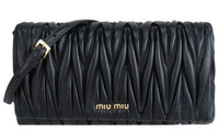 MIU MIU Matelassé Lambskin Shoulder Bag, Crossbody Bag Women's Black