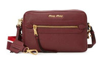 MIU MIU Leather Crossbody Bag Women's Red
