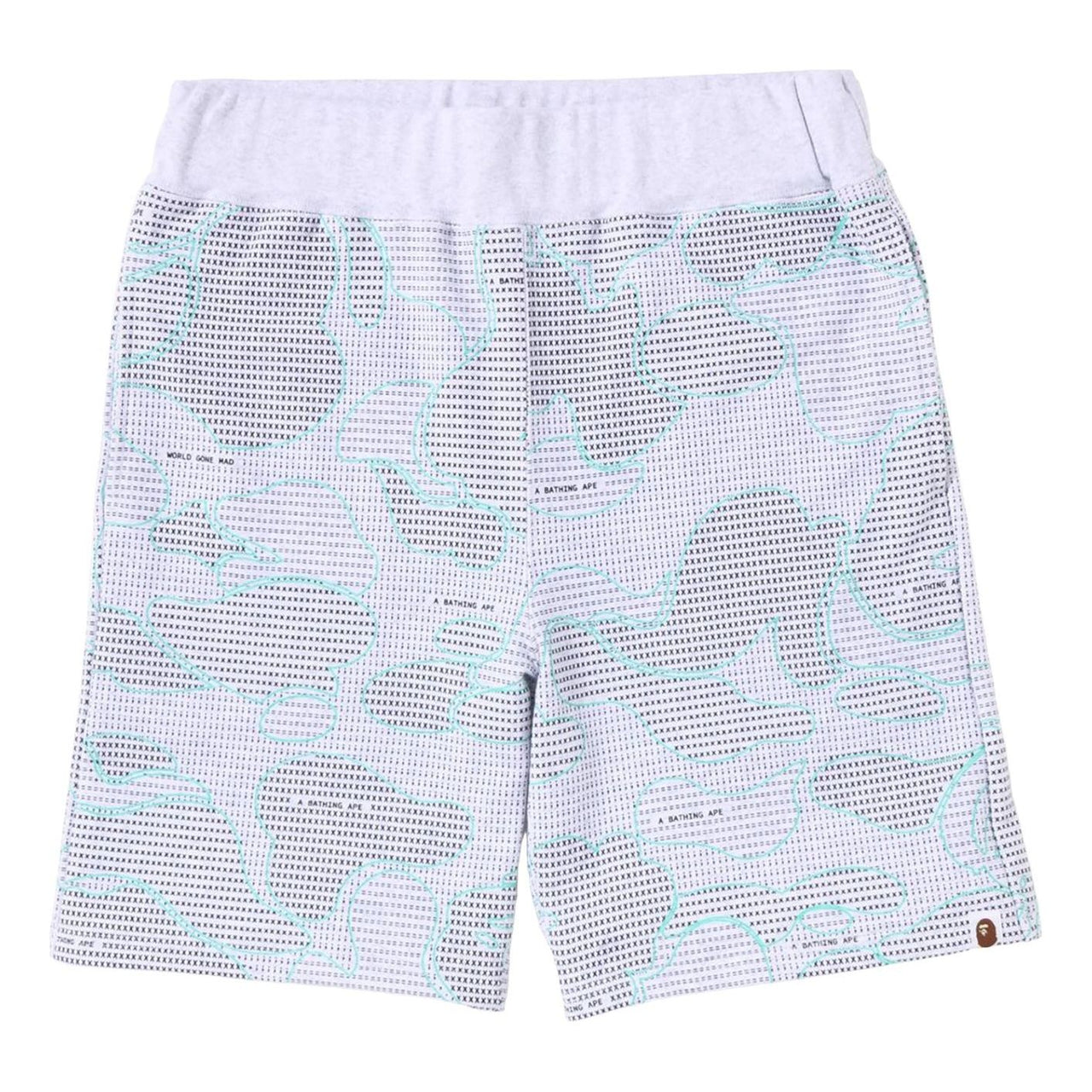 A Bathing Ape Text Code Camo Sweat Shorts 'White' 1I30-153-009-WHT