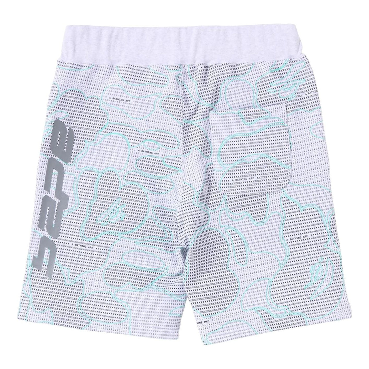 A Bathing Ape Text Code Camo Sweat Shorts 'White' 1I30-153-009-WHT