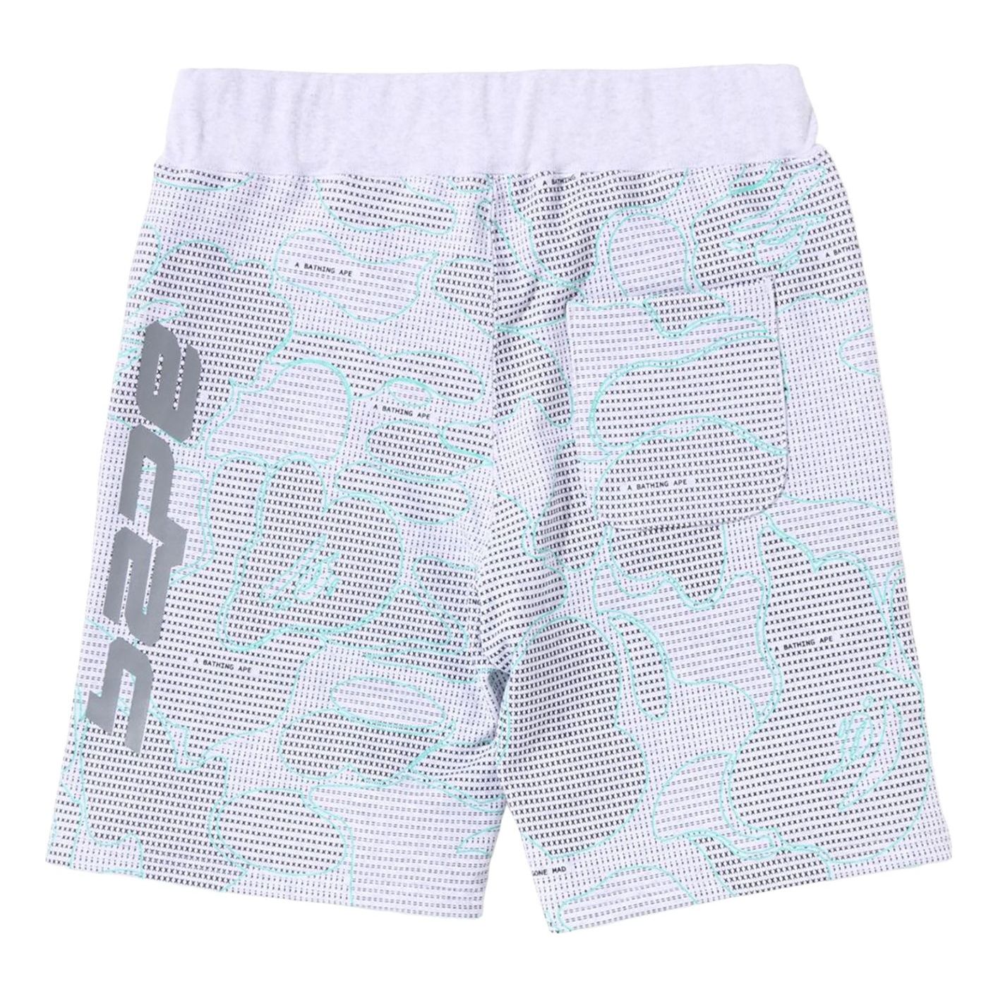 A Bathing Ape Text Code Camo Sweat Shorts 'White' 1I30-153-009-WHT