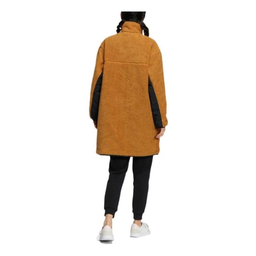 (WMNS) adidas Neo Colorblock Logo Print Stand Collar Cotton Jacket Asia Sizing 'Tan Black' HN2448