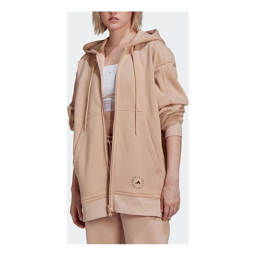 (WMNS) adidas By Stella McCartney Logo Print Zip-Up Hoodie Asia Sizing 'Beige' H59289