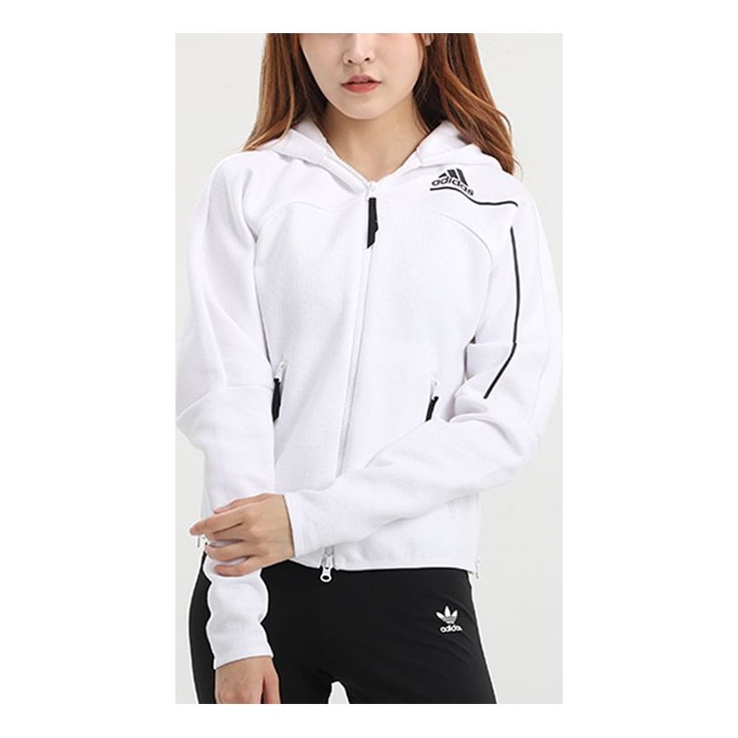 (WMNS) adidas Z.N.E. Hoodie Asia Sizing 'White Black' GM3281