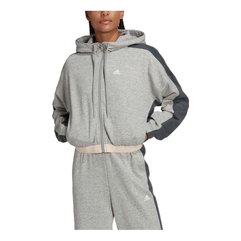 (WMNS) adidas Hyperglam French Terry Hooded Jacket Asia Sizing 'Grey' HZ9668