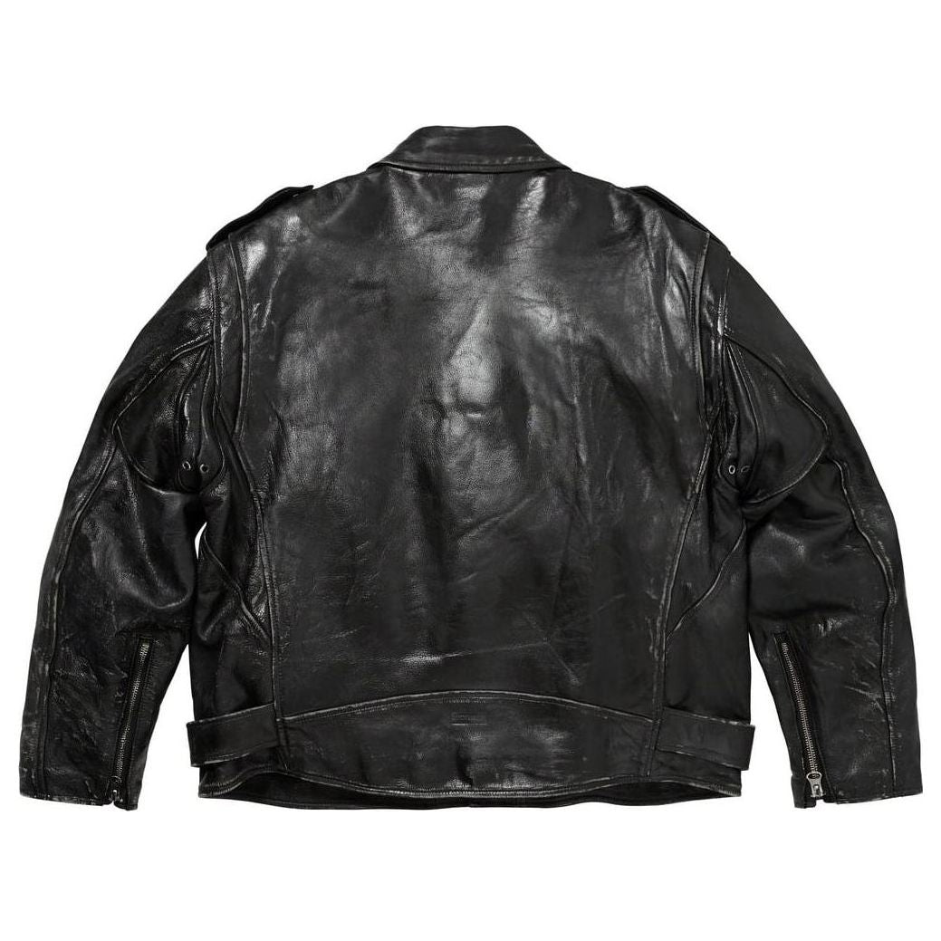 Supreme x Blackmeans Painted Leather Motorcycle Jacket 'Black' SUP-FW23-243