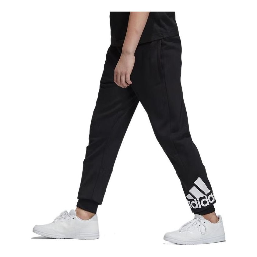 (GS) adidas Essentials French Terry Pants Asia Sizing 'Black White' GN4033