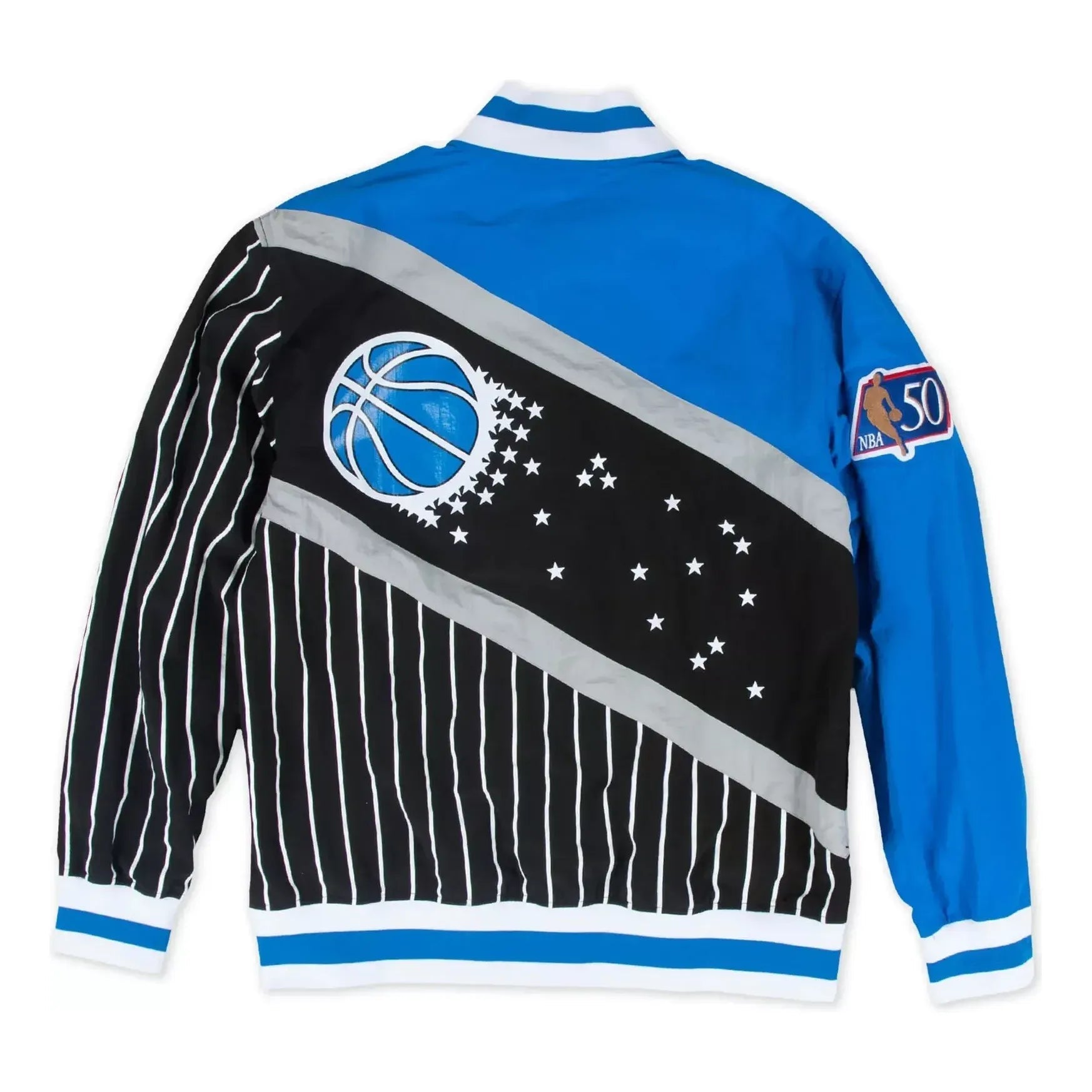 Mitchell & Ness Hardwood Classics 75th Anniversary Authentic Warmup Full-Snap Jacket 'Orlando Magic' OJBF1201-OMAYYPPPBLCK
