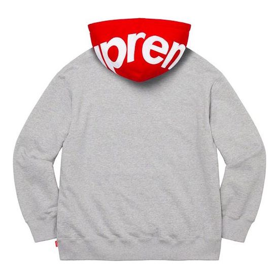 Supreme Contrast Hooded Sweatshirt 'Grey Red White' SUP-FW21-147