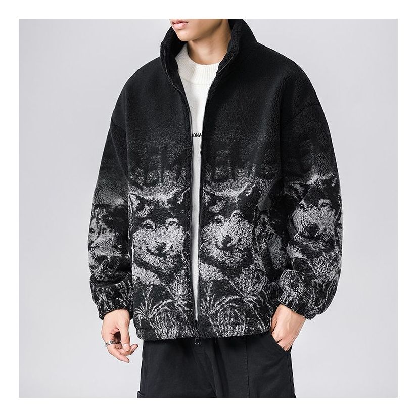 Supreme Wolf Fleece Jacket 'Black White' SUP-SS19-448