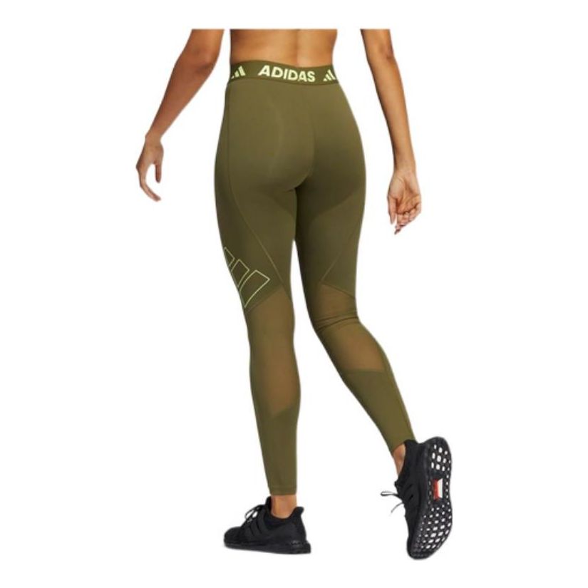 (WMNS) adidas Techfit Logo Graphic Long Tights Asia Sizing 'Green' HD1988