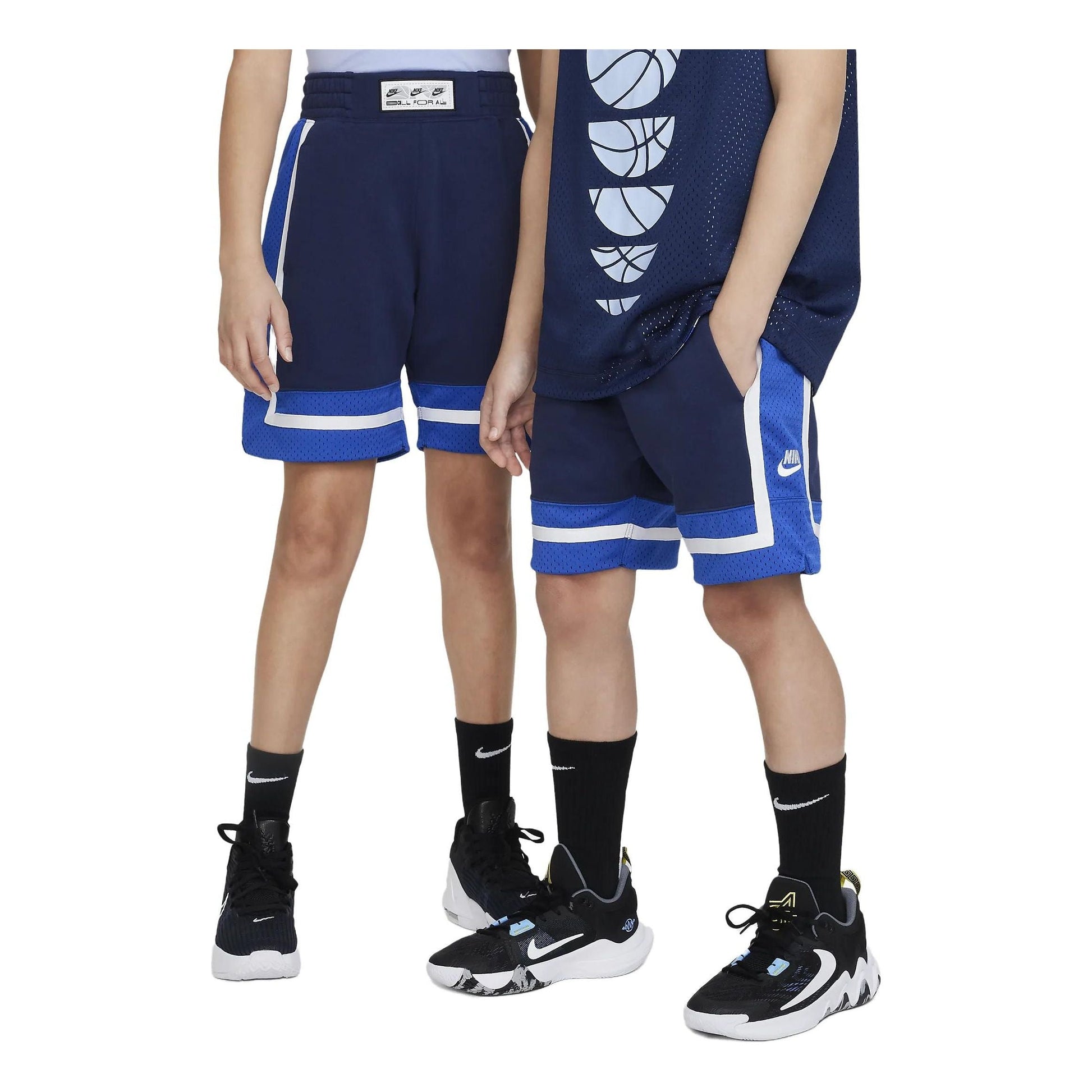 (GS) Nike Fleece Basketball Shorts 'Blue White' FB1065-410
