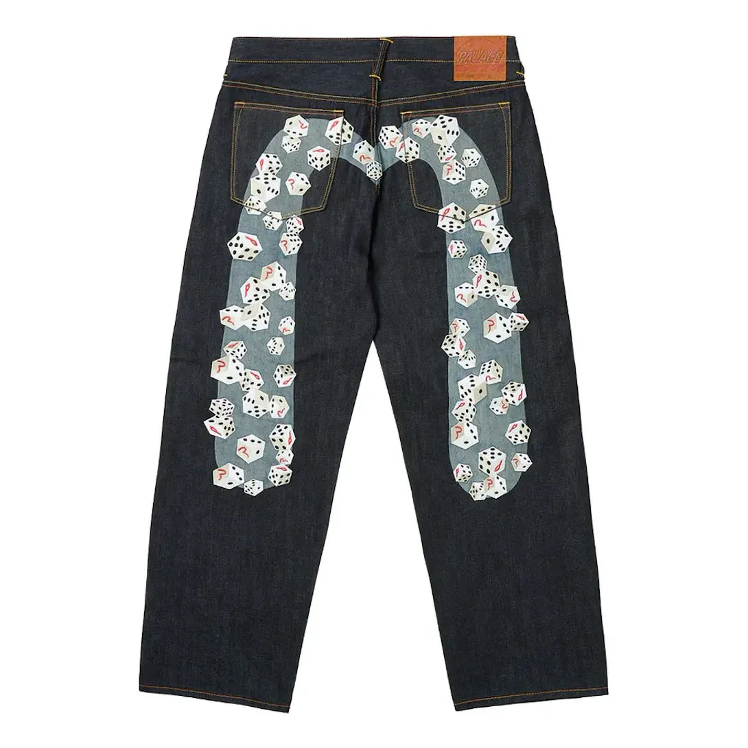Palace x Evisu Dice Denim Jeans 'Raw' 2ESPAM4JE114908DNINDX